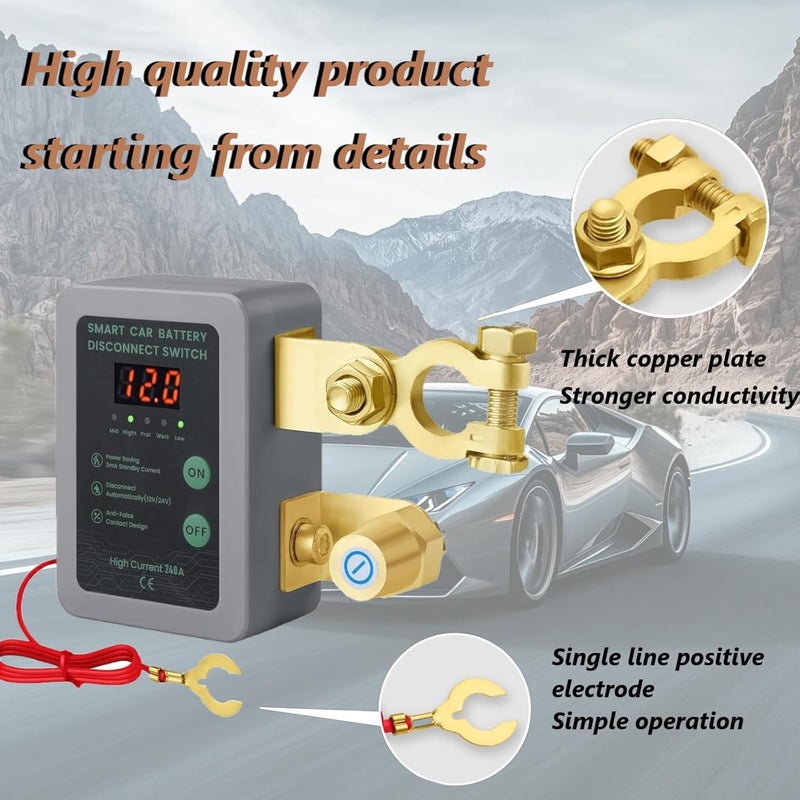 Avutrel Remote Battery Disconnect Switch Kill Switch Disconnect Switch Theft Battery Kill & Cut LED Voltage Display 12v 260A with Remote Control for RV ATV Truck Boats - Image 5
